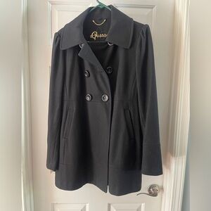 Guess Elegant Black Double-Breasted Coat